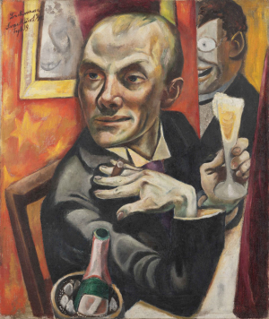 Max Beckmann (Selbstporträt mit Sektglas, 1919)