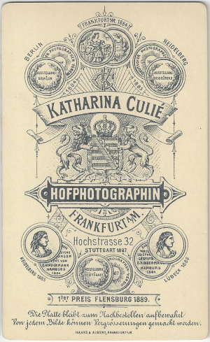 Werbung von Katharina Culié als „Hofphotographin“